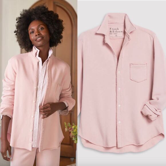 Frank & Eileen Tops - Frank & Eileen Eileen Triple Fleece Sweatshirt Button Up Antique Pink Small New
